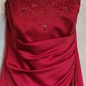 David's Bridal Beaded Front Dress With Shawl